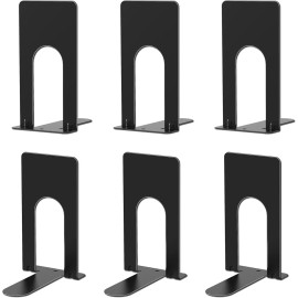 Book Ends 6 Pcs Heavy Duty Metal Bookends for Shelves Book Stoppers for Library