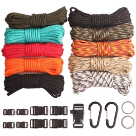 GeGeDa Paracord,Paracord 550 Combo Crafting Kits with 5 Types Buckles,20 Feet Each Paracord Rope (C Set 200feet)