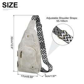 DTGN PU Leather Sling Bag Crossbody Backpack - 6.69"x12.6" (LXH) Good for Women Men Hiking Travel - Multipurpose Casual Packs Shoulder Grey