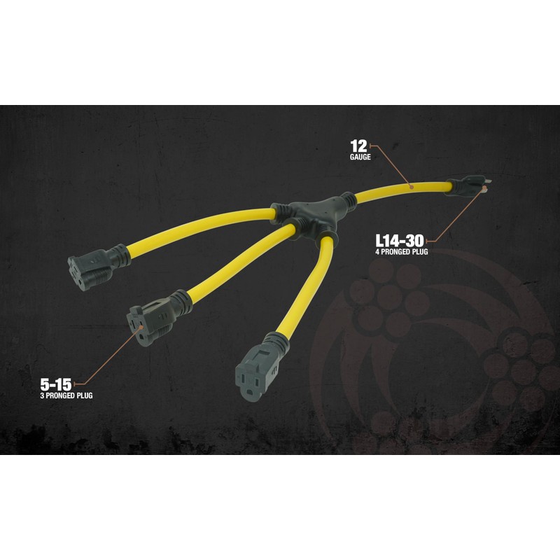 Southwire Extension Cord Splitter - Heavy Duty 12/3 Gauge Power