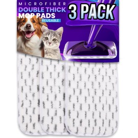 3pcs of Universal 11-inch Velcro Type Reusable Floor Mop Pads Compatible with Wet Jet Refills Machine Washable Thick Microfiber Wet Pads for Hardwood and Household Cleaning Supplies (3pcs)
