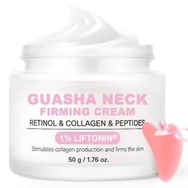 Neck Firming & Tightening Cream with Gua Sha Tool – Retinol, Collagen & Peptides for Jawline, Décolleté & Double Chin | Anti-Wrinkle Lifting Moisturizer 1.7oz