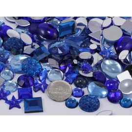 Allstarco Blue Craft Stones Bulk Pack Sapphire Acrylic Flatback Mixed Sizes and Shapes Cosplay Embellishments Jewelry for Jewelry Bulk (180g)