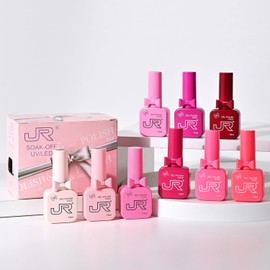 JR 9pcs 15ml Gel Nail Polish Set Red Pink Gel Polish Kit Soak Off Gel Polish Nail Art Manicure Salon DIY Home Gift G