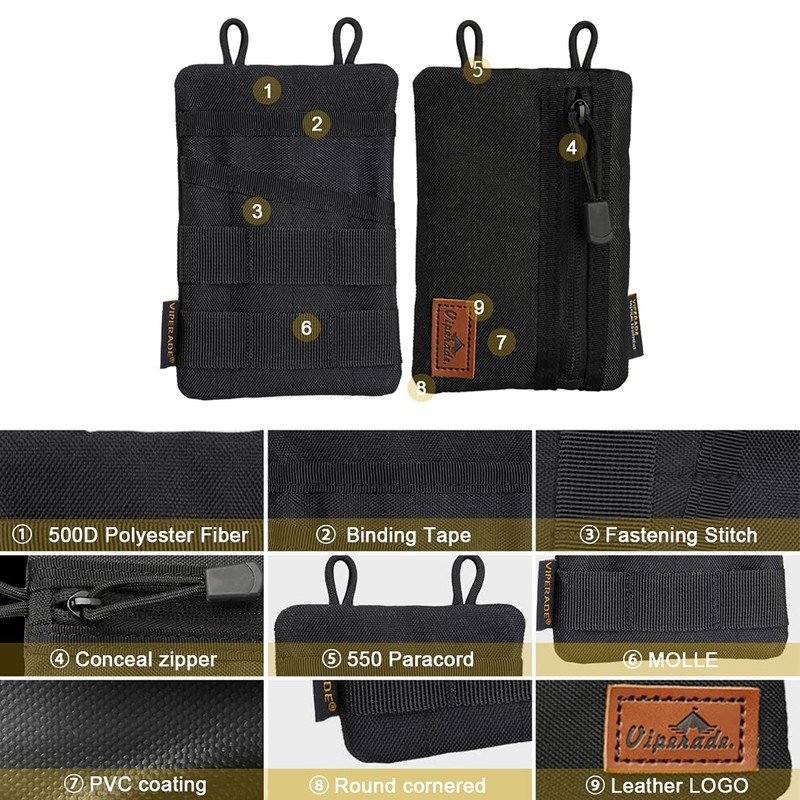 VIPERADE VE4 EDC Tool Bag, Nylon Pocket Organiser with 6