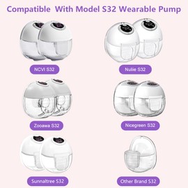 27mm Full S32 Breast Pump Set with 27mm Flange for NCVI NICEGREEN Nuliie Zooawa Sunnaltree Wearable Breast Pump, Duckbill Valve Diaphragm Flange Collector Replacement Parts for S32 Breast Pump