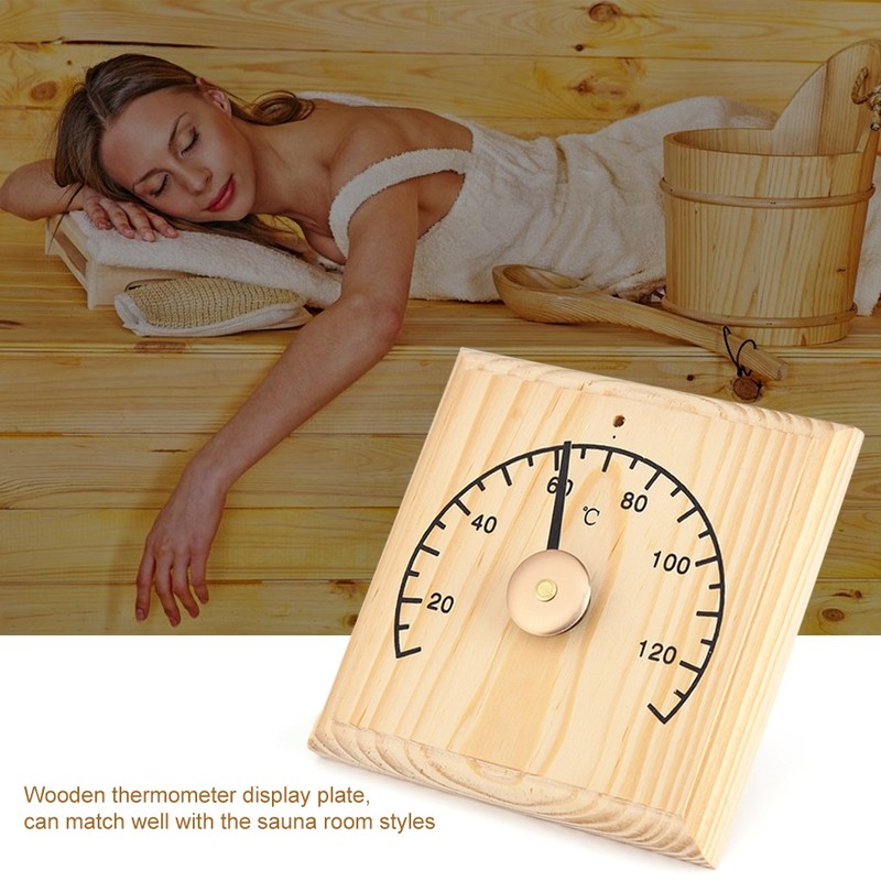 0~140℃ Wooden Thermometer Temperature Display for Sauna Room Wall Mounted
