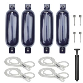 MSC Vinyl Ribbed Boat Fenders Bumpers (Navy Blue, 5.5" x 20")