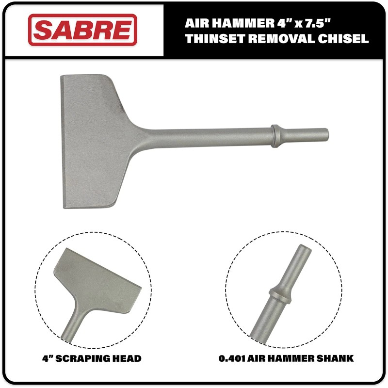 Sabre Tools 4 Inch X 7.5 Inch Air Hammer Chisel