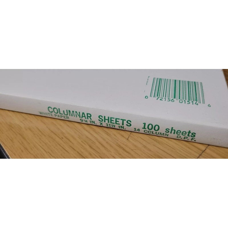 Boorum 100 Sheets Columnar Accounting Sheets 14 Column 9-1/4 x