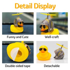 wonuu Rubber Duck Car Decorations Cute Yellow Duck Car Dashboard Ornaments with Propeller
