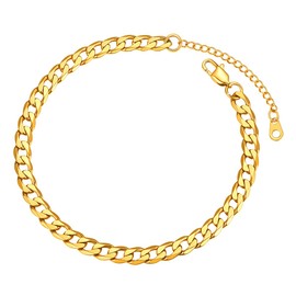 FOCALOOK Women's Men's Anklet, Popular, Stainless Steel, Metal Allergy, Anklet, Pair Simple, Silver, Gold, 0.1 inch (3 MM/6 mm), Stainless Steel