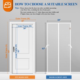 MAGZO Magnetic Screen Door White, Fits Door Size 36'' x 82'', Upgraded Polyester with Strong Magnets Heavy Duty, Removable Mesh Net Netting Curtain Wire for Apartment, Renter Friendly/Indoor/Outdoors