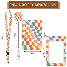 OZVE Badge Reels Retractable with Carabiner Reel Clip, ID Name Tag Work Badge Holder Belt Ferrule, Identity ID Badge Holder Cover Case for Office Work Nurse Teacher Student Gifts(Colorful Checkered)