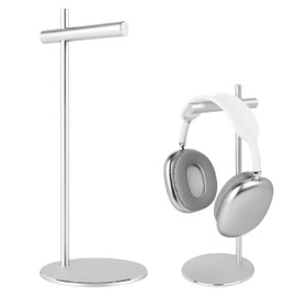 LinNature Aluminum Alloy Headphone Stand for Desk with Non-Slip Base - Universal headset stand Compatible with Over-Ear, On-Ear and Neckband Headphones (Silver)