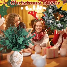 14PCS Dried Eucalyptus & Silver Dollar Leaves Bundle - 17" Large Real Eucalyptus Leaves for Shower, Eucalyptus Plant Greenery for Vase Filler, Home Decor, Bathroom, Dried Flowers, Christmas Garland