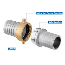 EASTRANS Aluminum Pin Lug Hose Fitting Set, 1-1/4" Hose Shank Coupling Set with 2 Clamps
