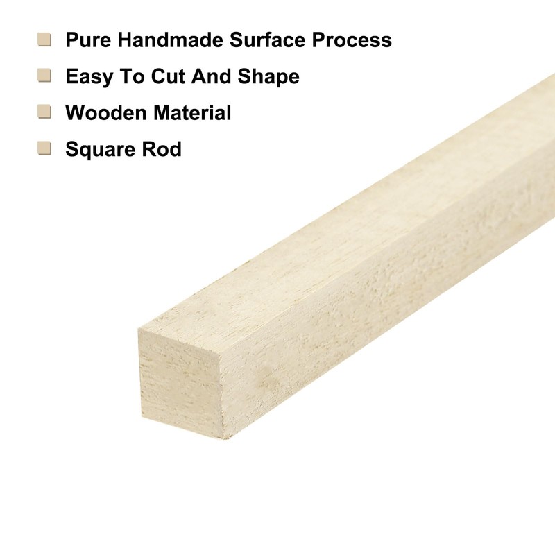 Sourcing Map Square Wooden Dowel Rod, 10" x1/8" x1/8", Unfinished