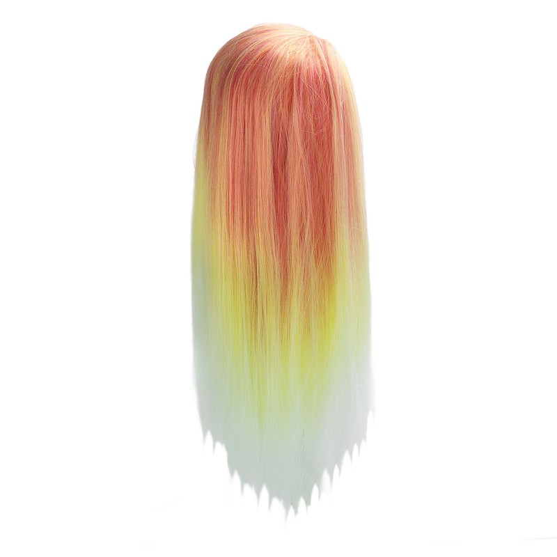 Hairdressing Mannequin Head Synthetic Braiding Hair Hairdresser Head Gradient Orange