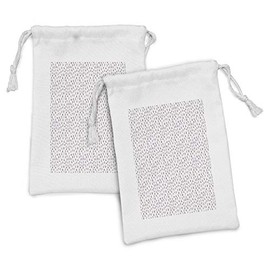 Ambesonne Alphabet Fabric Pouch Set of 2, Ornamental Capital Letters Curvy Swirling, Small Drawstring Bag for Toiletries Masks and Favors, 9" x 6", Pale Eggplant Dried Rose