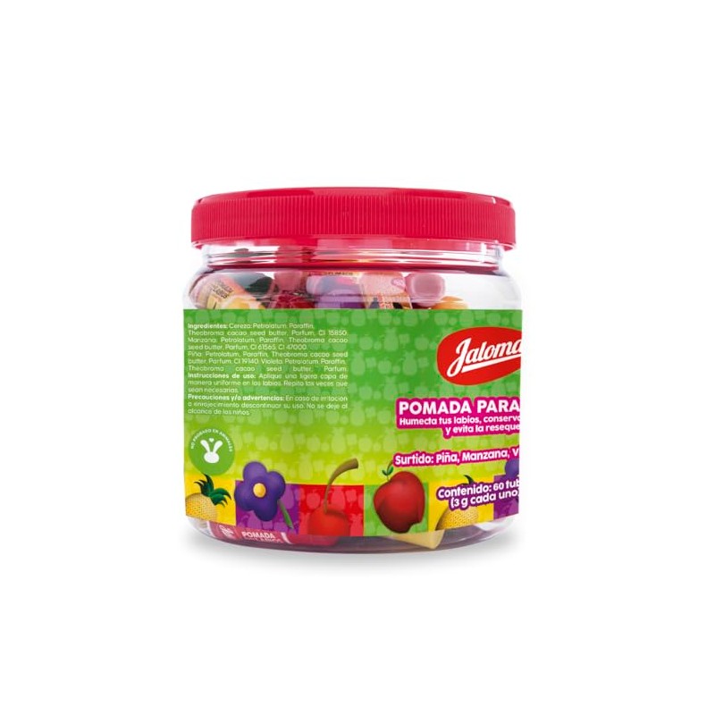 Jaloma Pomada Labial Varios Sabores Vitrolero, 60 Piezas, Pack of