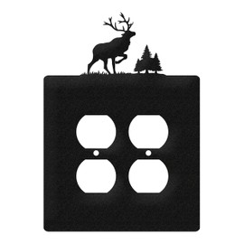 SWEN Products Elk Wall Plate Cover (Double Outlet, Black)