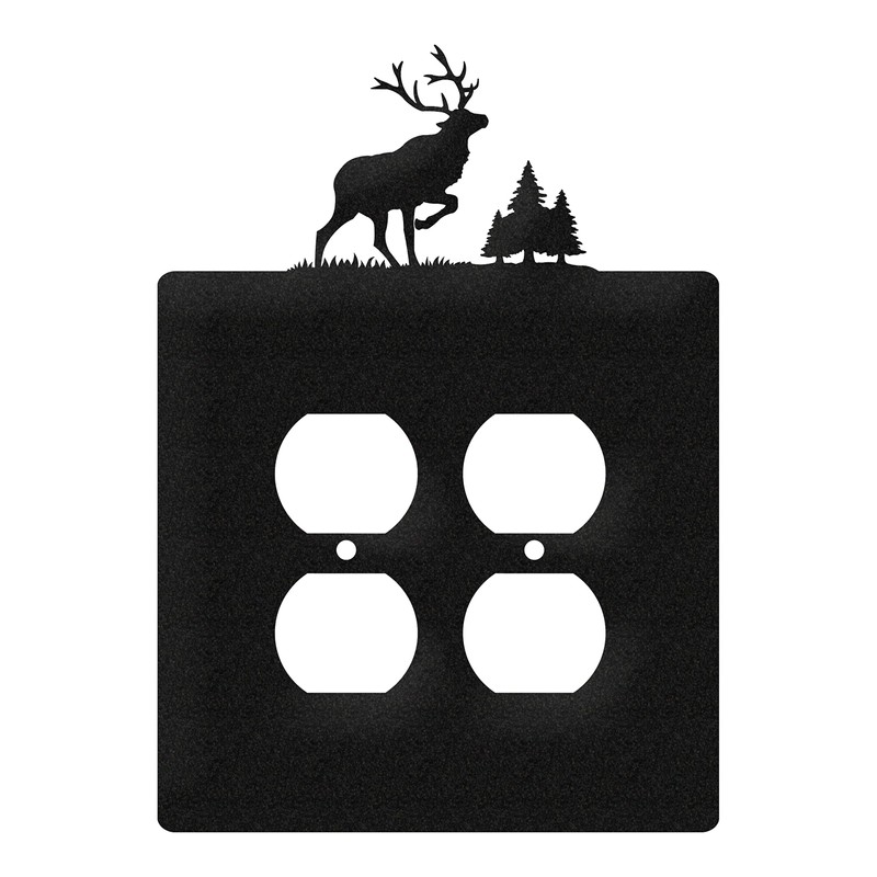 SWEN Products Elk Wall Plate Cover (Double Outlet, Black)