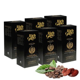 Rich Gano Reishi Mushroom Coffee – (6 Boxes of 30 Sachets) Black Coffee with Ganoderma Extract – All Natural Vegan Friendly Instant Coffee Packets – Zero Jitters Immune Support Ganoderma Coffee