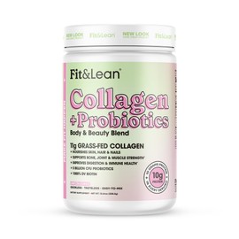 Fit & Lean Fit & Lean Collagen + Probiotics- Grass-fed Collagen Peptide Powder, Unflavored, 12.64oz