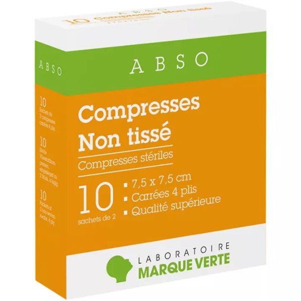 Marque Verte Abso Compresses Non-Woven Sterile Green Brand, box of