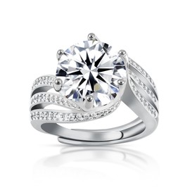 Brimaney Moissanite Engagement Ring, 5CT D Color VVS1, White Gold Platinized Promise Wedding Rings, ajustable size Engagement rign for women，Gift for Valentine's Day