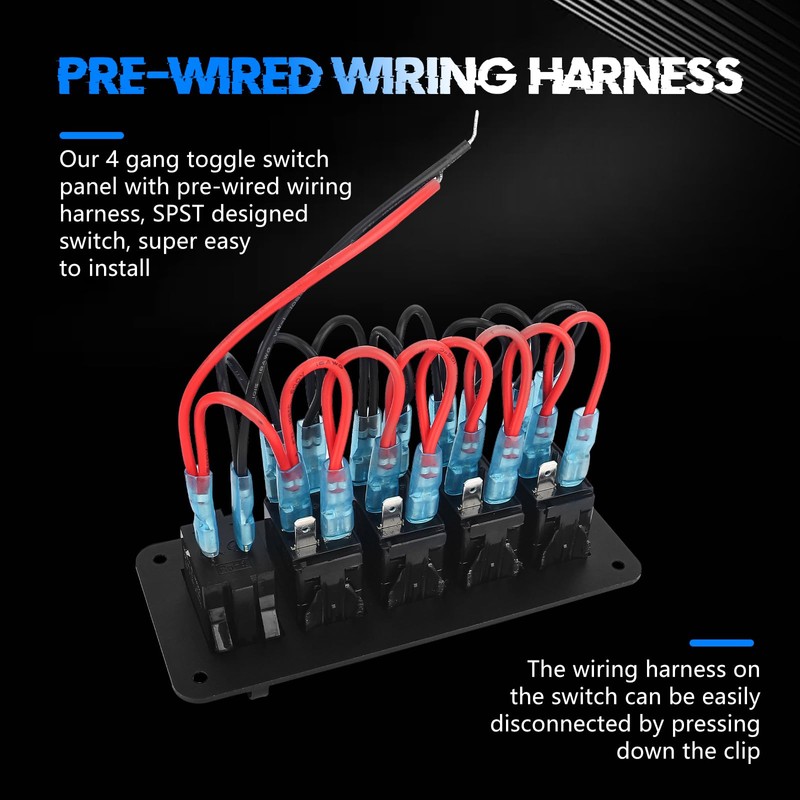 Chelhead 4 Gang Switch Panel with Switch Double USB Charger