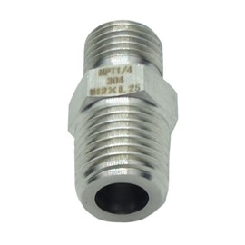CDQBWKJGFJ 1 Piece M12X1.25 Metric Male to 1/4 Male NPT Hex Nipple Metric Pipe Fitting Gauge Adapter Stainless 304