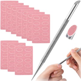 HINZIC Stainless Steel Nail Cuticle Pusher Tools Dual Ended Cuticle Remover Self-Adhesive Pink 180 Grit Sandpaper Sheets Nail Care Replacement for Women - Pink