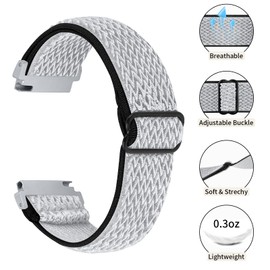 RuenTech 2 Pack Elastic Bands Compatible for FITVII HM57 Smart Watch Band, Adjustable Nylon Straps Replacement Wristbands for FITVII HM57 Smartwatch (Black&Silver)