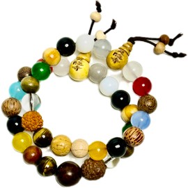 2 Pcs 18 Beads Bracelets Chinese Hangzhou Lingyin Temple Style: Classical Buddhist Amulets for Blessings, Protection, Prosperity, and Good Fortune - Multi-Treasure Crafted from 18 Types of Bodhi,