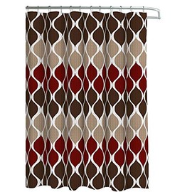 Creative Home Ideas – Textured Clarisse Shower Curtain Set | Set of 1 Shower Curtain & 12 Metal Hooks | Rust Resistant | 100% Polyester | Machine Washable | Measures 70” X 72” | Espresso