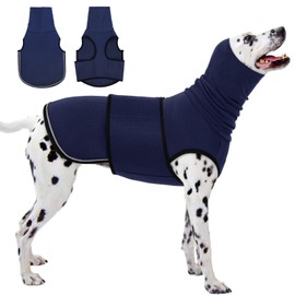 KOESON Dog Calming Hoodie, Pet Thunder Jacket with Ear Wrap, Breathable Dog Anti-Anxiety Vest for Thunder, Fireworks, Travel, Separation, Comfort Pet Anxiety Relief Wrap, Navey Blue 2XL