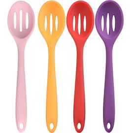4 Pcs Slotted Spoons For Cooking,Nonstick Mixing Serving Spoons,For Kitchen Cooking Bake Stir Draining Tool,Anti-Slip Handle, Dishwasher Safe.