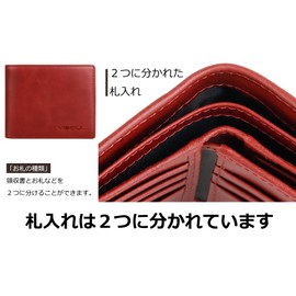 VISOUL Men's Bi-fold Wallet, Genuine Cowhide Leather, Ultra Thin, Large Capacity, License Holder, Card Storage, No Coin Purse, Made by 1st Class Leather Craftsmen, Italian Leather, Assorted Colors,