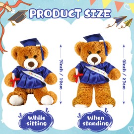 Foilswirl Graduation Bear 2025 with Gown Cap Tassel 9” Royal Blue Graduation Stuffed Animal Plush Bear Toy for Class of 2025 Prek Preschool Kindergarten High School College Graduate Gift