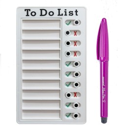 To Do List Checklist Board, Rv Checklist, Chore Chart Memo Checklist Board, Stick-on Reusable DIY Plastic Chart Planner for Kids Adults Form Good Habit, with 1 Purple Pen