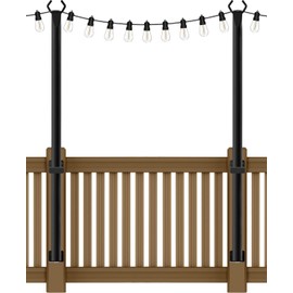 SINLEY 2 Pack 5Ft String Light Poles,Light Poles for Outside String Lights,Outdoor Light Poles with Fork,Metal Pole Stand for Patio,Backyard,Deck