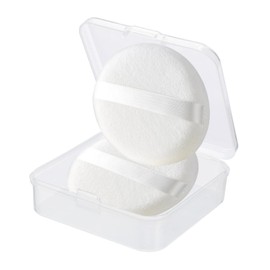 2pcs Large Powder Puff,4.13 Inch Jumbo Pure Cotton Powder Puff with Case,Round Fluffy Velour Powder Puff Ultra Soft Velour Body Powder Puff For Loose Body Powder Cosmetic Foundation Sponges,White