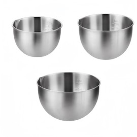 Eidoct Mixing Bowls 3 Pieces Stainless Steel Mixing Bowl Set, Measuring Marking Mixing Bowls, Nesting Metal Bowl for Baking Cooking Food Preparing,Bowl Dishwasher Safe 1.5L/ 3L/ 5L