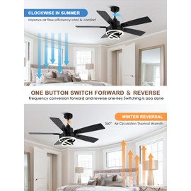 Chords Attic 52" Ceiling Fan with Lights and Remote Contro Modern Chandelier Ceiling Fan with Lights for Bedroom Living Room (Black)