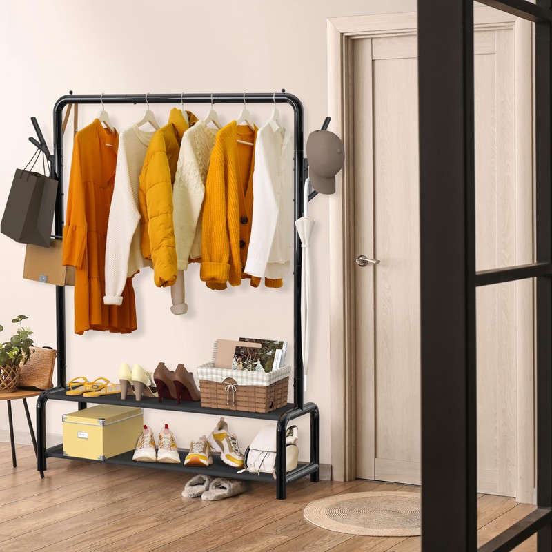 Simple Houseware 52-Inch Garment Rack with Storage Shelves and Coat/Hat