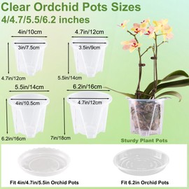 Orchid Pot 12 Pack Clear Nursery Pots with Drainage 4 Inch Orchid Pots with Holes Plastic Flower Pots for Plants Indoor Outdoor Slotted Orchids Planter