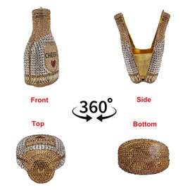 Unique Champagne Bottle Evening Bag Rhinestone Clutch Purse Luxury Crystal Women Handbag Cheers for Party Cocktail