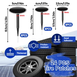 Josojoou 26Pcs Tire Patch Kit, 24Pcs Repair Tire Patch Plug (35/40/50 mm), Tire Plug Repair kit for Vehicle
